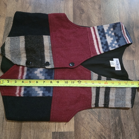 Vintage In Style New York Women’s Aztec Western Wool Blend Tie-Back Vest M - Picture 4 of 6